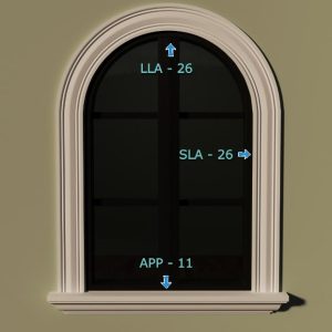 kombinacija lučne fasadne lajsne oko prozora